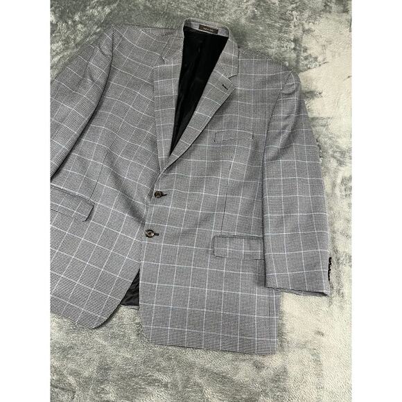 Lauren Ralph Lauren Blazer 52R Gray Windowpane Plaid Silk Wool Sport Coat Jacket - Picture 11 of 13